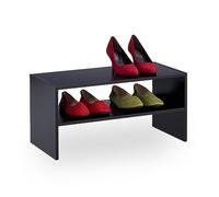 Relaxdays Zapatero Apilable, 4 Pares de Zapatos, 29,5 x 60 x 29,5 cm, Compacto, 2 Niveles, Mueble Calzado Pasillo, Negro, Tablero de Fibras