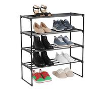 Relaxdays Zapatero apilable metálico con repisas de plástico, Estrecho, en Negro, 72x68x30 cm