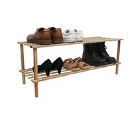 Relaxdays Zapatero bambú, 2 Niveles, para 6 Pares, HBT: 30 x 74 x 26 cm, con estantes de Rejilla, Natural