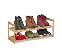 Relaxdays Zapatero Bambú Apilable, Estante Zapatos 2 Niveles, 6 Pares de Zapatos, Pasillo, 29,5 x 72,5 x 27 cm, Natural