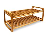 Relaxdays Zapatero bambú con 2 estantes, 33 x 75 x 33 cm, Natural