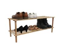 Relaxdays Zapatero bambú, 2 Niveles, para 6 Pares, HBT: 30 x 74 x 26 cm, con estantes de Rejilla, Natural