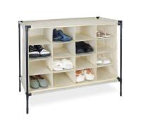 Relaxdays Zapatero Camping, 16 Compartimentos, Apilable, Montaje Sencillo, Armario de Tela, 65 x 84 x 36 cm, Beige