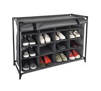 Relaxdays Zapatero Camping, 16 Compartimentos, Estante de Tela Calzado, Cortina, 65 x 85 x 35,5 cm, Acampada, Gris