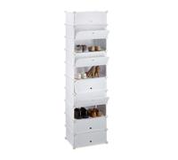 Relaxdays zapatero con 10 niveles, Plástico, Blanco, 176 x 49 x 37 cm | Estantería modular que ahorra espacio, estantería DIY, (Al x An x Fon) 176 x 49 x 37 cm