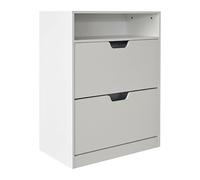 Relaxdays Zapatero con Estante, HBT: 102 x 80 x 24 cm, 12 Pares, 2 abatibles, recibidor, Estrecho, Moderno, Blanco