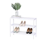 Relaxdays Zapatero de 3 Niveles, 9 Pares de Zapatos, Altura de 54,5 x 70 x 24,5 cm, de bambú, Color Blanco