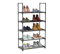 Relaxdays Zapatero de 5 Niveles, Sistema de Montaje, Estantería Metálica Compacta, 89x45x30 cm, Negro