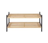 Zapatero Relaxdays, 2 x Ancho x Fondo: Aprox. 33 x 70 x 26 cm, bambú y Madera, Moderno, Natural/Negro