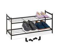Relaxdays Zapatero Metal 2 Estantes, Armario Abierto Zapato Apilable, Pasillo, 6 Pares, 33,5x70x26 cm, Negro