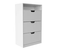 Relaxdays Zapatero Estante, HBT: 140 x 80 x 24 cm, 18 Pares, 3 Puertas, recibidor, Estrecho, Moderno, Blanco