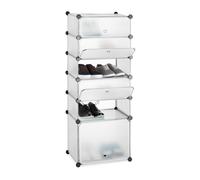 Relaxdays Zapatero estrecho 6 compartimentos negro,plata,transparente