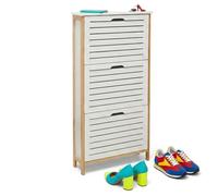 Relaxdays Zapatero Estrecho para recibidor y Pasillo, 108,5 x 53 x 19 cm, Blanco/Natural