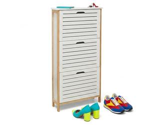 Relaxdays Zapatero Estrecho para recibidor y Pasillo, 108,5 x 53 x 19 cm, Blanco/Natural