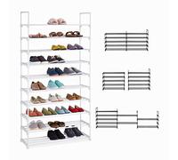 Relaxdays Zapatero Grande Sistema Encaje, 10 Niveles, Modular, 175,5 x 93 x 30,5 cm, Estantería Zapatos Metal, Blanco