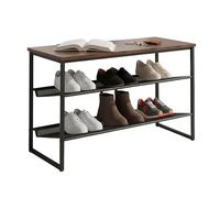 Relaxdays Zapatero, HBT: 52,5 x 75 x 30 cm, 6 Pares, Estante Industrial, MDF, Metal, Negro/marrón