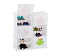 Relaxdays Zapatero Infantil, 12 Compartimentos para 24 Pares, Extensible, 95 x 84 x 31,5 cm, Blanco