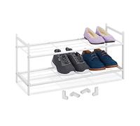 Relaxdays Zapatero Metal 2 Estantes, Armario Abierto Zapato Apilable, Pasillo, 6 Pares, 33,5x70x26 cm, Blanco