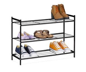 Relaxdays Zapatero Metal, 3 Baldas, Organización Zapatos para 9 Pares, 50 x 70 x 26 cm, Soporte Calzado, Negro