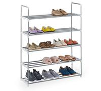 Relaxdays Zapatero Metal, Estantería para Zapatos, Estante, Baldas, Metálico, Shoe Rack, 1 Ud, 114,5x90x31, Plateado