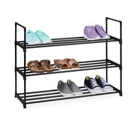 Relaxdays Zapatero metálico negro negro