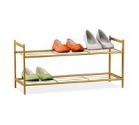 Relaxdays Scarpiera Zapatero Metálico Sandra, 2 Estantes, Organizador Zapatos, 6 Pares, Acero, 33,5 x 69,5 x 26 cm, Dorado, 1 artículo