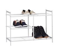 relaxdays Zapatero Metálico Sandra, 3 Estantes, Organizador Zapatos, 8 Pares, Acero, 50,5 x 70 x 26 cm, Blanco