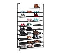 Relaxdays Zapatero Modular XXL, 10 Niveles, para 50 Pares de Zapatos, Zapatera de Tela, 176,5 x 99 x 29,5 cm, Negro