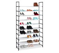 Relaxdays Zapatero Modular XXL, 10 Niveles, para 50 Pares de Zapatos, Zapatera de Tela 176,5 x 99 x 29,5 cm, Blanco