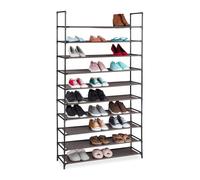 Relaxdays Modular XXL, 10 Niveles, para 50 Pares de Zapatos, Zapatera de Tela 176,5 x 99 x 29,5 cm, Marrón, Acero, 1 Pieza