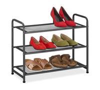 Relaxdays Zapatero negro de metal negro