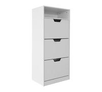 Relaxdays Zapatero repisa, HBT: 140 x 60 x 24 cm, 14 Pares, 3 abatibles, recibidor, Estrecho, Blanco