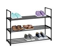 Relaxdays Zapatero Sistema de Encaje, 3 Niveles, para 12 Pares de Zapatos, 67 x 90,5 x 30,5 cm, Estantería Metal, Negro