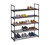 Relaxdays Zapatero Sistema de Encaje, Estantería Metálica, Varios Tamaños, Estante de Zapatos, Negro, Acero, 1 Unidad
