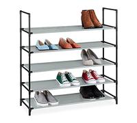 Relaxdays Schuhregal Sistema de Encaje XL, 5 Niveles, para 20 Pares, Estantería de Zapatos 90,5x87,5x30cm, Zapatera, Gris, Acero, 1 Pieza