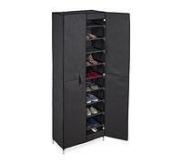 Relaxdays Zapatero Tela, 30 Pares, Puertas Cierre Magnético, Estantería Zapatos, Zapatillas, 168x61x31,5 cm, Antracita