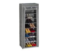 Relaxdays Zapatero Tela, 9 Niveles, 27 Pares Zapatos, Funda extraíble, Estantería Zapatos, 150x60x30cm, Antracita