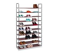 Relaxdays Zapatero Tela, 175,5x100x29 cm, 50 Pares Zapatos, 10 Niveles, Estantería, Baldas, Recibidor y Pasillo, Burdeos