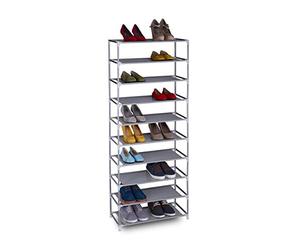 Relaxdays Zapatero Tela Sistema Encaje, 10 Baldas, 30 Pares de Zapatos, Organizador Calzado 150 x 62 x 28 cm, en Gris