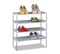 Relaxdays Zapatero Tela Sistema Encaje, 4 Baldas, 12 Pares de Zapatos, Organizador Calzado 68x62x28 cm, Color Gris