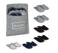 Relaxdays Zapatillas andar por casa Bolsa 6 pares azul oscuro,negro,gris