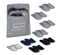 Relaxdays Zapatillas andar por casa Bolsa 6 pares azul oscuro,negro,gris