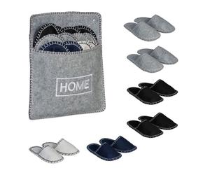 Relaxdays Zapatillas andar por casa Bolsa 6 pares azul oscuro,negro,gris