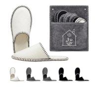 Zapatillas de casa Relaxdays, 6 Pares, Modelo Haus, con Bolsa Beige