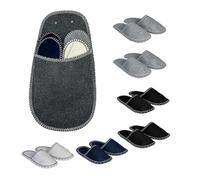 Relaxdays Zapatillas de casa, 6 pares, set con bolsa, multicolor | Tallas 36-45, pantuflas de fieltro, suela antideslizante