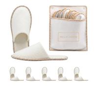 Relaxdays pantuflas, 6 pares 'Willkommen', bolsa beige