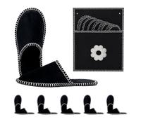 Relaxdays zapatillas de casa, 6 pares modelo «Blume» con bolsa, negras
