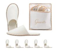 Relaxdays zapatillas de casa 'Guests', 6 pares, con bolsa, beige