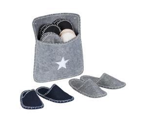 Relaxdays Zapatillas Invitados, 6 Pares, Zapatos de Andar por Casa, con Bolsa, Número 36-45, Antideslizantes, Multicolor