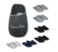 Relaxdays Zapatos de Andar por casa, 6 Pares, Suela Antideslizante, Bolsa de Bienvenida, Multicolor, 50x28x6 cm